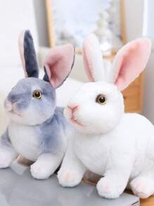 16cm/6.29inch Realistic Rabbit Plush Toy Cute Lifelike Bunny Stuffed Animlas Dolls Plushies Photos Props Rabbit Simulation Rabbit Toy Model Kids Birthday Gifts Home Decoration - Multicolor - View 2