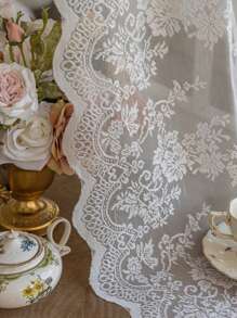 1 件花卉刺绣蕾丝浪漫甜美饰边单片白色窗帘现代涤纶编织奢华日常杆袋适用于客厅窗帘和卧室窗帘，公主风格窗帘 Cortina 房间家居装饰婚礼波西米亚风窗帘 - 白色 - 查看 7