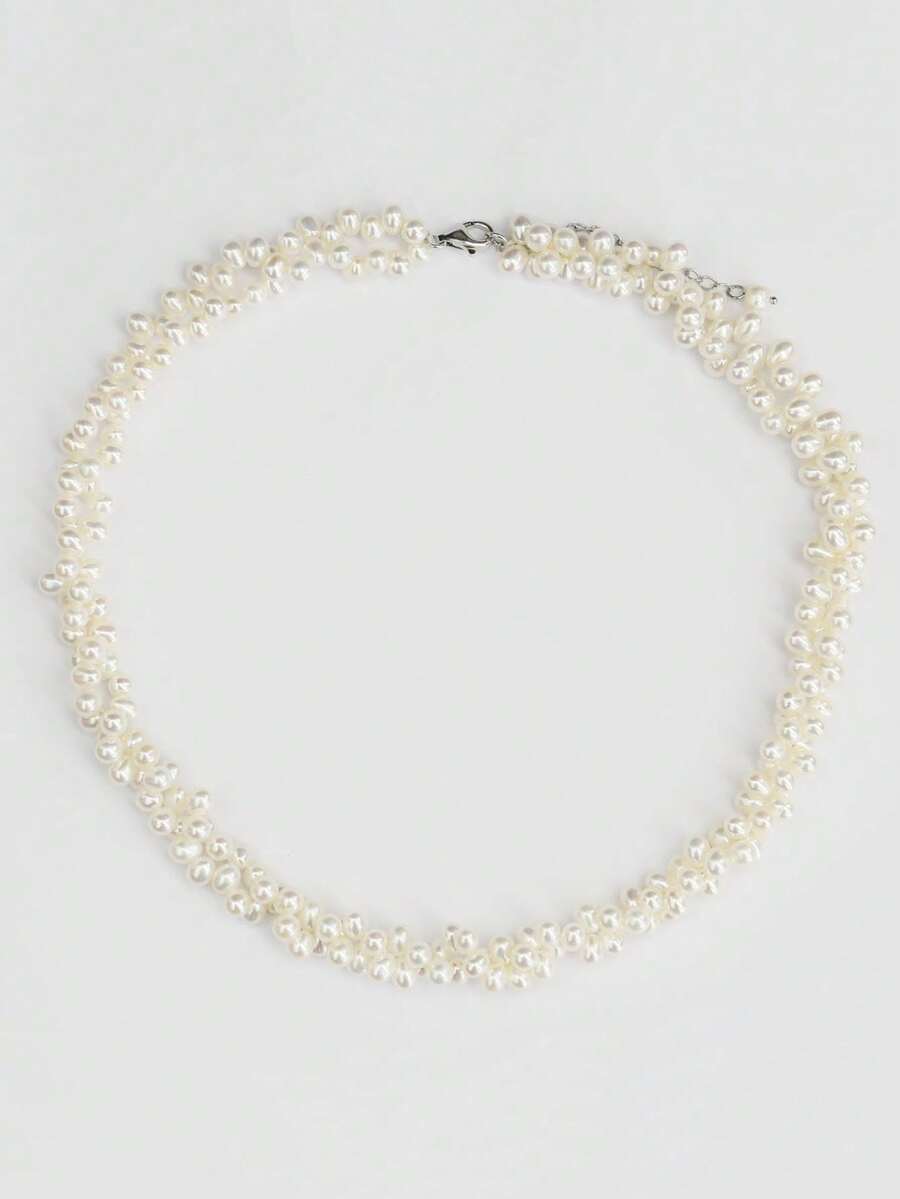 1 件 925 纯银天然养殖淡水珍珠项链，手工制作的新娘珠宝礼物 - 米珍珠項鍊 - 查看 1