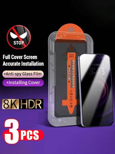 3 Pcs Privacy Anti-Spy Tempered Glass Dust Free Installation Protector Compatible With IPhone Compatible With IPhone 16/16 Plus/16 Pro/16 Pro Max/15/15Pro/15 Plus/15 Pro Max/14/13/12/11 Gift For Birthday, Family, Friends Phone Screen Protector, Phone Accessories