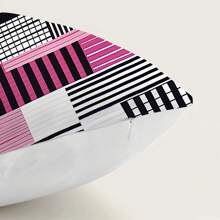 1 件 17.7*17.7 英寸（45*45 厘米）粉色条纹装饰枕套，采用桃色天鹅绒面料制成，适用于家居装饰、客厅、卧室、沙发、艺术、设计、氛围 - 彩色 - 查看 4