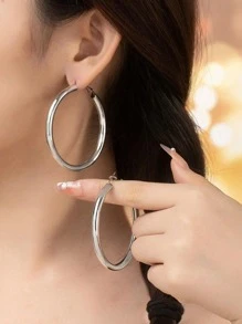 1 Pair Women's Punk Simple Iron Geometric Hoop Earrings, Essential Party & Daily Wear Jewelry, Suitable For All Seasons - Earrings - View 7
