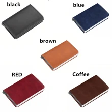 PU 皮革男士智能金属薄款超薄弹出式钱包小号黑色钱包金属钱包男士卡套小钱包钱包包钱包卡夹钱包名片夹男士信用卡夹迷你钱包卡片钱包射频识别钱包 - 棕色 - 查看 5
