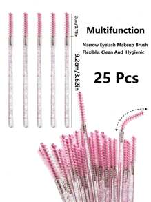 25 pièces Brosse à mascara jetable, brosse à sourcils en cristal, applicateur de mascara, outil d'extension de cils avec tête de brosse étroite et longue, convient pour l'extension de cils