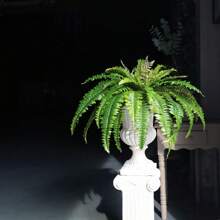 1 pieza Helechos artificiales para exteriores e interiores, helecho falso de Boston grande de 56 cm con 21 frondes para maceta, jardín, pórtico, entrada, alféizar de ventana, patios, decoración de casa de campo - Verde - Ver 4