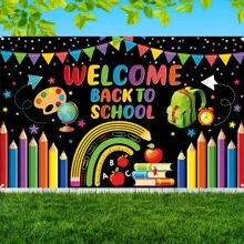 1pc Polyester Welcome Banner, Multipurpose Decoration For Classroom, Home, Party And Photo Booth - Durable And Reusable Holiday Banner - Multicolor - View 5