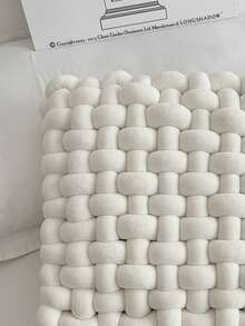 1 件纯色手工编织靠垫、家居装饰、汽车配件、派对地垫、沙发枕头 - 本白 - 查看 4