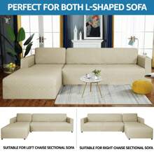 YSTYLE Couchbezug L Form Stretch, Sofabezug Sofabezug Ecksofa L Form, Universal Sofa Überzug Ecksofa, Couch Cover L Shape Sofaschoner Schonbezug - Beige - View 5