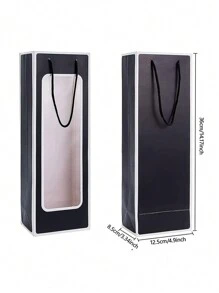 1 个带窗口礼品袋，可容纳单瓶葡萄酒，适合生日、乔迁或宴会、圣诞节情人节 - 彩色 - 查看 3