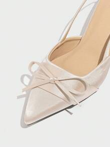 Giày cao gót mũi nhọn gót thấp cho nữ, màu trơn, có quai buộc cổ chân, lựa chọn thanh lịch cho trang phục hàng ngày, đi mua sắm ngoài trời, lễ hội, tiệc tùng, mùa xuân/hè/thu/đông, phối cùng váy satin cho ngày Valentine, trang phục cưới sang trọng. - Màu be - Xem 7