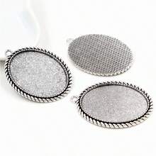 4pcs Pendant Cabochons Blank Base Setting Fit 30x40mm Oval Bezel Tray DIY Jewelry Making Accessories Findings - 30x40mm - View 4