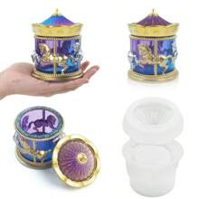 DIY 水晶环氧树脂旋转珠宝收纳盒/罐硅胶模具 - 白色 - 查看 7