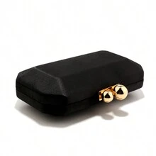 Luxury Satin Golden Metal Evening Bags Chain Shoulder Clutch Bag Ladies Party Wedding Event Handbags Casual Female New Arrival Purse - Black - View 3