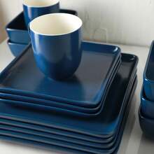 Amy Porcelain Dinnerware Set - Navy Blue - Multicolor - View 1