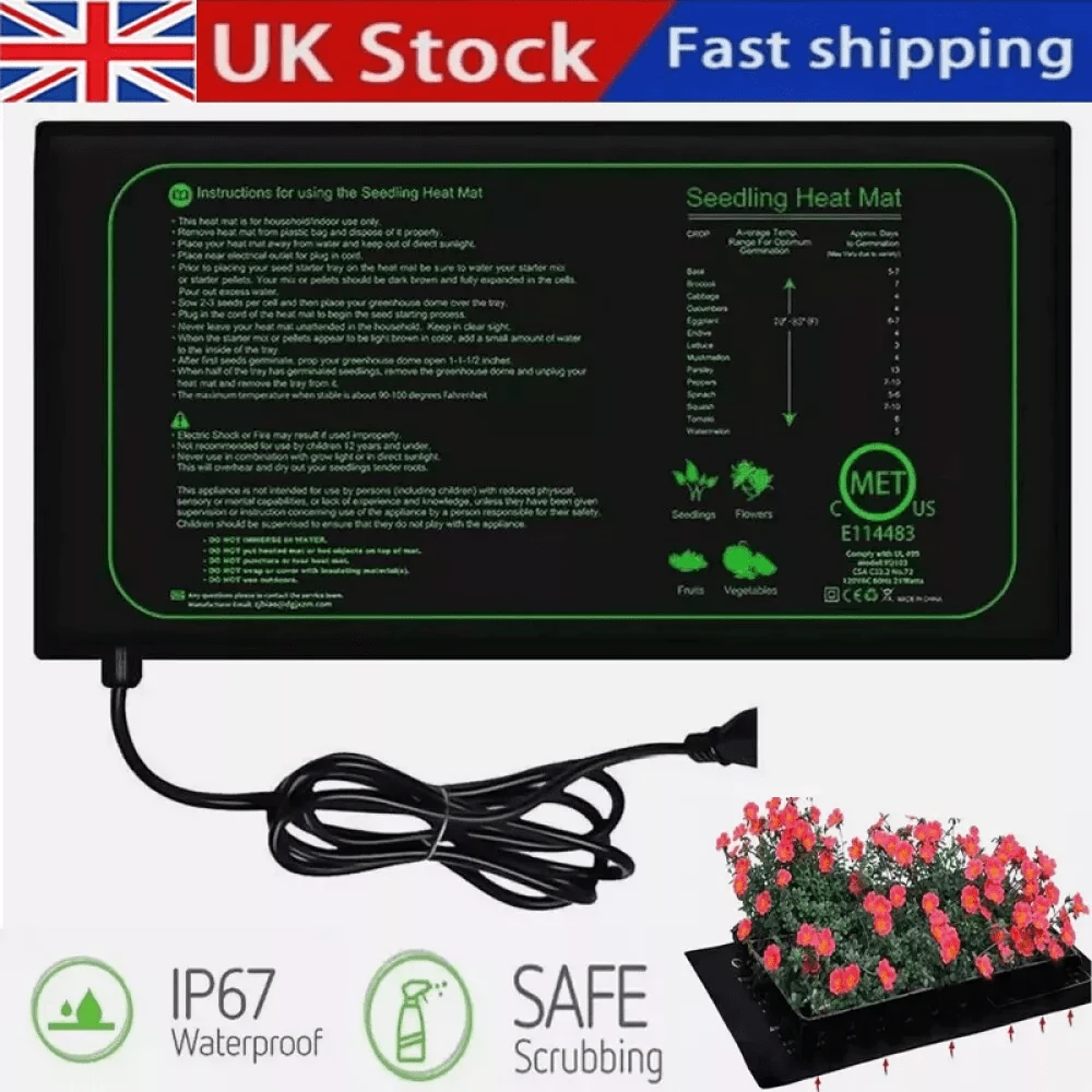 Greenhouse Seedling Heating Mat Seed Germination Starter Sprout Plant Cloning UK - UK Plug(220-240V) - View 1