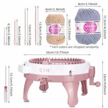 QJH 22-Needles / 48-Needles DIY Knitting Machine, Perfect For Weaving Scarf, Sweater, Hat & Sock Knitter, Ideal Gift For Handmade Knitting & Crochet Creative Art Handicraft Project - Pink - View 5