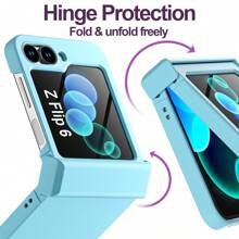 1Pc Glitter Phone Case Hinge Protection Shockproof Rugged Sparkle Bling Cute Protective Cover Compatible With Samsung Galaxy Z Flip 6 2024 - Blue - View 3