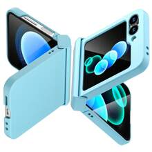 1Pc Glitter Phone Case Hinge Protection Shockproof Rugged Sparkle Bling Cute Protective Cover Compatible With Samsung Galaxy Z Flip 6 2024 - Blue - View 2