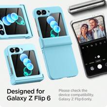 1Pc Glitter Phone Case Hinge Protection Shockproof Rugged Sparkle Bling Cute Protective Cover Compatible With Samsung Galaxy Z Flip 6 2024 - Blue - View 8