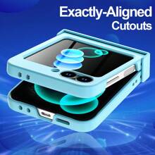 1Pc Glitter Phone Case Hinge Protection Shockproof Rugged Sparkle Bling Cute Protective Cover Compatible With Samsung Galaxy Z Flip 6 2024 - Blue - View 5
