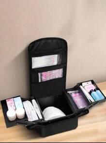 Professional Female Makeup uñas Artist Travel Cosmetic Case Brush Organizer Box Multi-functional uñas Beauty Stylist Makeup Organizer - Negro - Ver 3