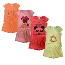 Kit 3 Children's Sets Short Sleeve Printed Blouse And Shorts 04 To 14 Assorted (3 Blouses + 3 Shorts) - Nhiều màu - Xem 1