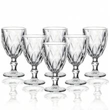 6 Copos Transparente Taças Diamante 260ml Para Agua Vinho