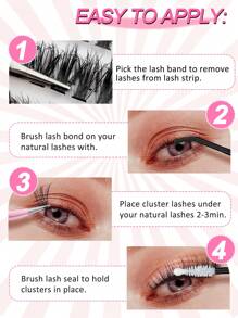 200pcs DIY Eyelash Extension Kit, 8-16mm Mixed Length Individual Lashes Cluster Set, Fluffy C-Curl Eyelash Extension Kit, Includes Lash Glue, Sealant And Eyelash Extension Tools For Easy At-Home Application - Black - View 9