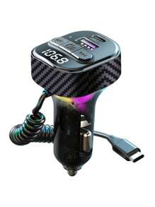 YITUMU Trasmettitore FM bluetooth 5.3 per auto, adattatore per auto Bluetooth con cavo di ricarica Type-C PD (30W) e porta USB, trasmettitore radio FM wireless, supporto riproduttore MP3, chiamate vivavoce, retroilluminazione LED, U Disk