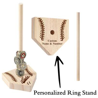 Personalized Wooden Championship Ring Stand, Customized Name And Team Number, Championship Ring Display Stand, Ring Display Case, Home Plate Decoration, Gift For Friends, Children, Ball Sports Lovers