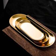 Creative Metallic Oval Tray (Gold),Fruit Plate,Dessert Plate,Snack Plate,Salad Plate,Cake Plate,Suitable For Restaurant & Kitchen, Serving On Dining Table Back To School