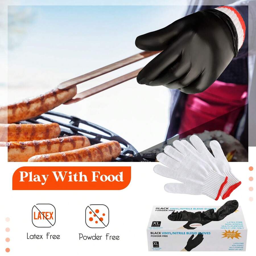 BBQ Double Glove Set Reusable Gloves Lined With Black LatexFree