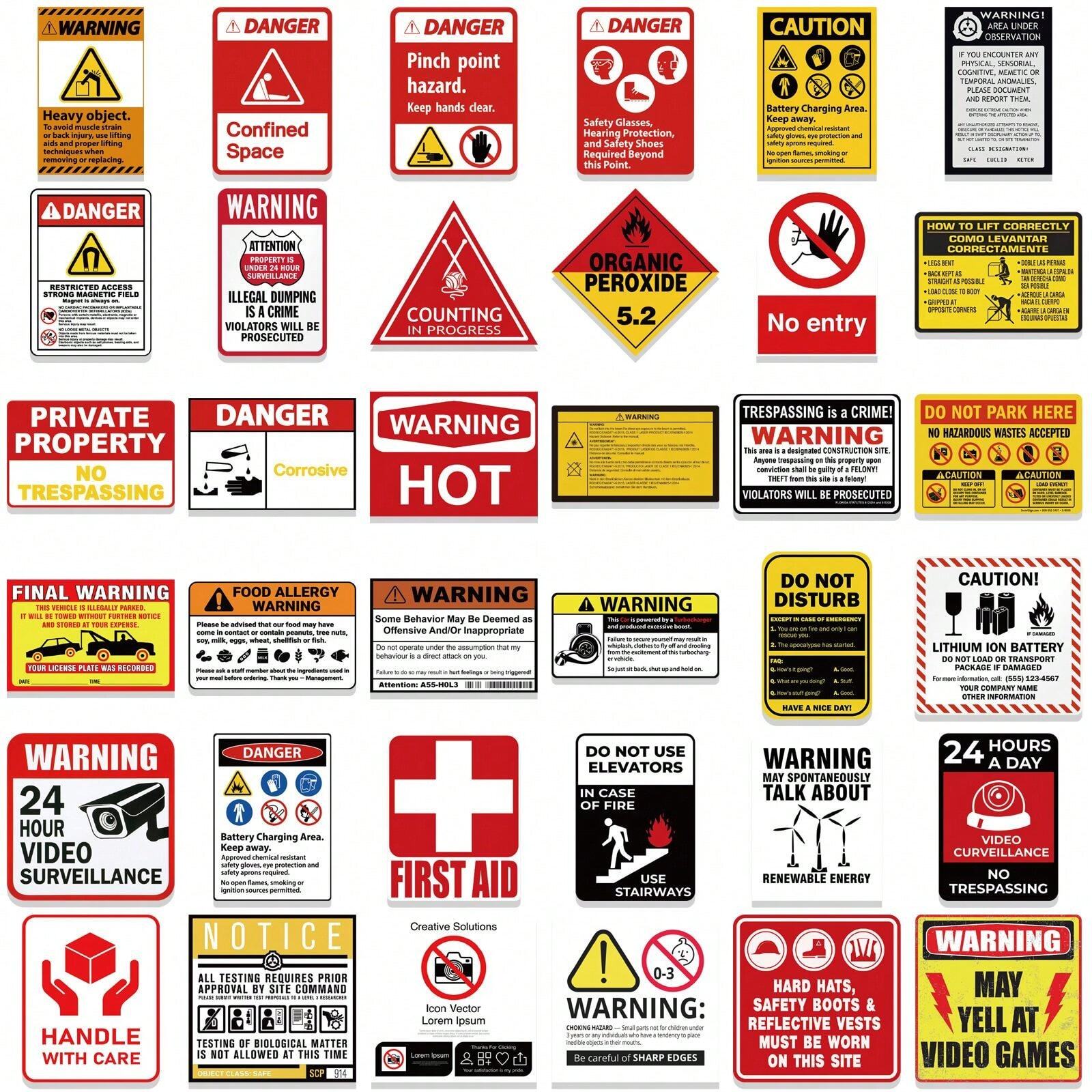 Warning Sign Decor 75 Warning Signs Graffiti Stickers For Decorating Computer Desk Helmet ...