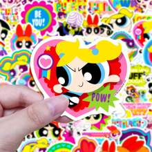 THE POWERPUFF GIRLS 飞天小女警 100 张可爱贴纸，回到学校卡哇伊乙烯基防水卡通飞行女警女孩贴纸，适用于水瓶行李箱笔记本电脑便笺簿滑板，卡通贴纸包，适合儿童青少年成人 [官方授权] - 彩色 - 查看 6