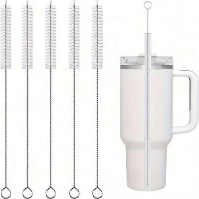 12/9 Inch Drinking Straw Cleaning Brush, Stainless Steel Long Handle Nylon Pipe Tube Strong But Soft Bristles Cleaner Brush For Mug 40/30/20 Oz