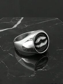 唇形“吻你”不锈钢316L男士机车戒指，铸造工艺 - 鋼色戒指 - 查看 5