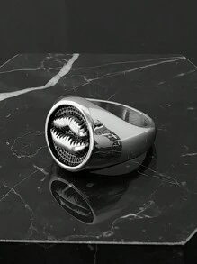 唇形“吻你”不锈钢316L男士机车戒指，铸造工艺 - 鋼色戒指 - 查看 6