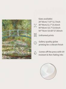 1入組帆布海報，克洛德莫內《睡蓮池上的橋》名畫復古藝術海報經典印刷家居牆壁裝飾客廳、臥室、牆壁裝飾、家居裝飾，無框 - 彩色 - 查看 6