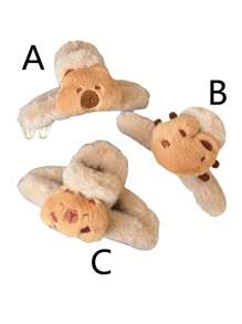 1 件可爱卡通毛绒棕色水豚发夹或发爪，送给女孩的*礼物发夹发夹发夹发夹发夹 - 彩色 - 查看 9