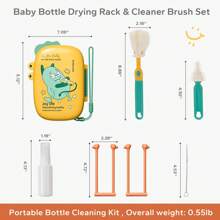 8-In-1 Portable Baby Bottle Cleaning Set, Includes Bottle Drying Rack & Cleaning Brushes - Multicolor - View 4