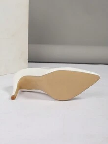 Women High Heel Pumps, Simple Solid Color Pointed Toe Super High Heel Daily Wear White Heels - White - View 6