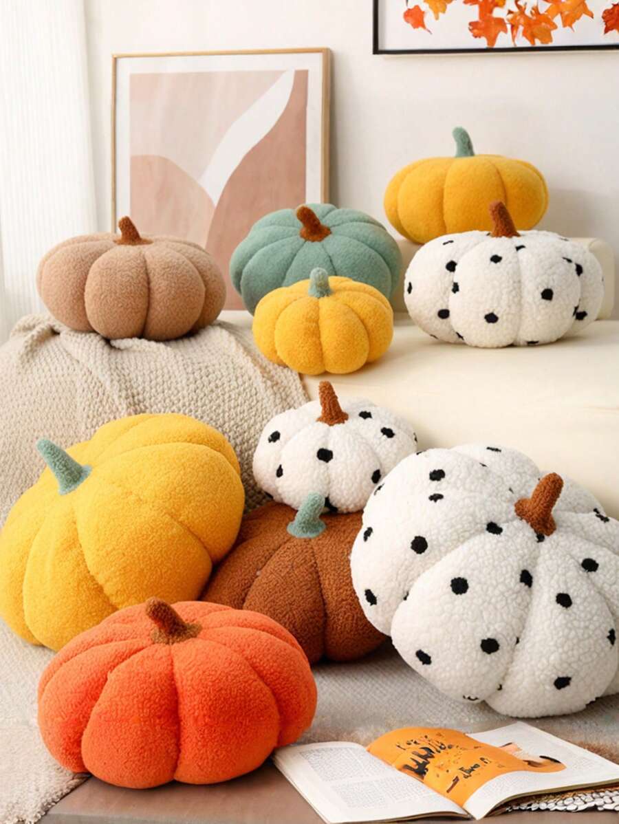 Halloween oder Erntedank Kürbis Zierkissen, mit Stoff gefülltes Kissen in Kürbisform, 3D realistisches Kürbiskissen, geeignet für Party Heimdekoration, Kürbiskissen, super flauschiger Kürbis aus Stoff gefüllter Kürbisdekor, Kürbis Dekorationskissen, geeignet für Heimdekoration, Halloween Party Geschenke, Halloween Dekorationen, Raumdekoration, Halloween Dekorationen - 20x15cm - Übersicht 1