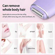 1pc USB Rechargeable Ladies Shaver With 800mAh Battery, Modilan Purple, 3-In-1 Blade, Anti-Slip Body, Portable For Bikini, Swimming, Daily Life, Leisure And Office Use - Purple - View 3