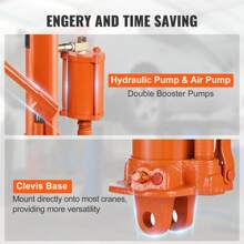 Hydraulic Long Ram Jack  8 Ton Engine Hoist Cylinder With Air Pump And Single Piston Pump  Hydraulic Ram Cylinder Clevis Base For Engine Lift Hoists  Garage Shop Cranes  Mechanical  Farm - 橘色 - 查看 6