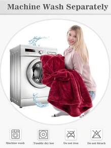 1 Pcs Wearable Blanket Sweatshirt Gifts For Women And Men, Warm And Cozy Giant Blanket Hoodie, Thick Flannel Blanket With Sleeves And Giant Pocket - 紅色 - 查看 6