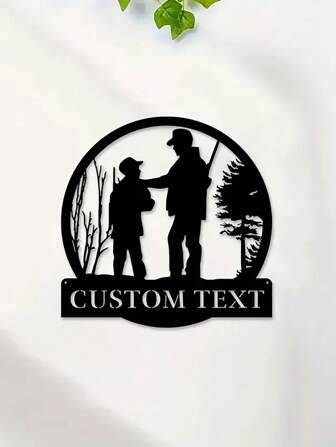 One Iron Art Customized The Logo Of Hunter And Dog Wall Art. Personalized Name Sign For Room Decoration Stuff, The Silhouette Of Father And Son Hunting For Home Decor Bedroom, Bohemian Style Posters, Valentine Day, Valentine Day Decor Stylish, Adorable, Colorful Custom, Personalized, Unique Ideal Gifts For Her Friends, Son, Daughter, School Students, Workers, Kids School, Home, Office Birthday Graduation