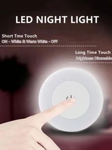 1 pieza Luz de noche LED táctil para dormitorio, pasillo, sala de estar, gabinete - Luz cálida/blanca