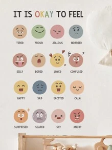Cartoon Style Cute Expression Wall Stickers, Suitable For Children's Room, Nursery Decoration, Wall Stickers, Indoor Decorative Stickers, Vinyl Stickers, Home Decor, Spring Decorations, Renew Your Home, Rama Decorative Sticker Gifts, Birthday & Graduation Season - Multicolor - View 7