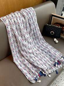 180*85cm流行款头巾1条，户外防晒流苏头巾，穆斯林头巾，奢华印花长方形披肩，四季新款薄围巾，女士防风柔软围巾，时尚防沙沙滩巾， - 彩色 - 查看 6