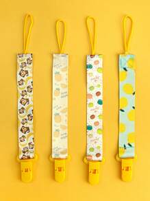 3pcs/Set 2-Sided Floral Pacifier Clips, Baby Teething Toy Holder Leash, Random Pattern - Blue - View 8